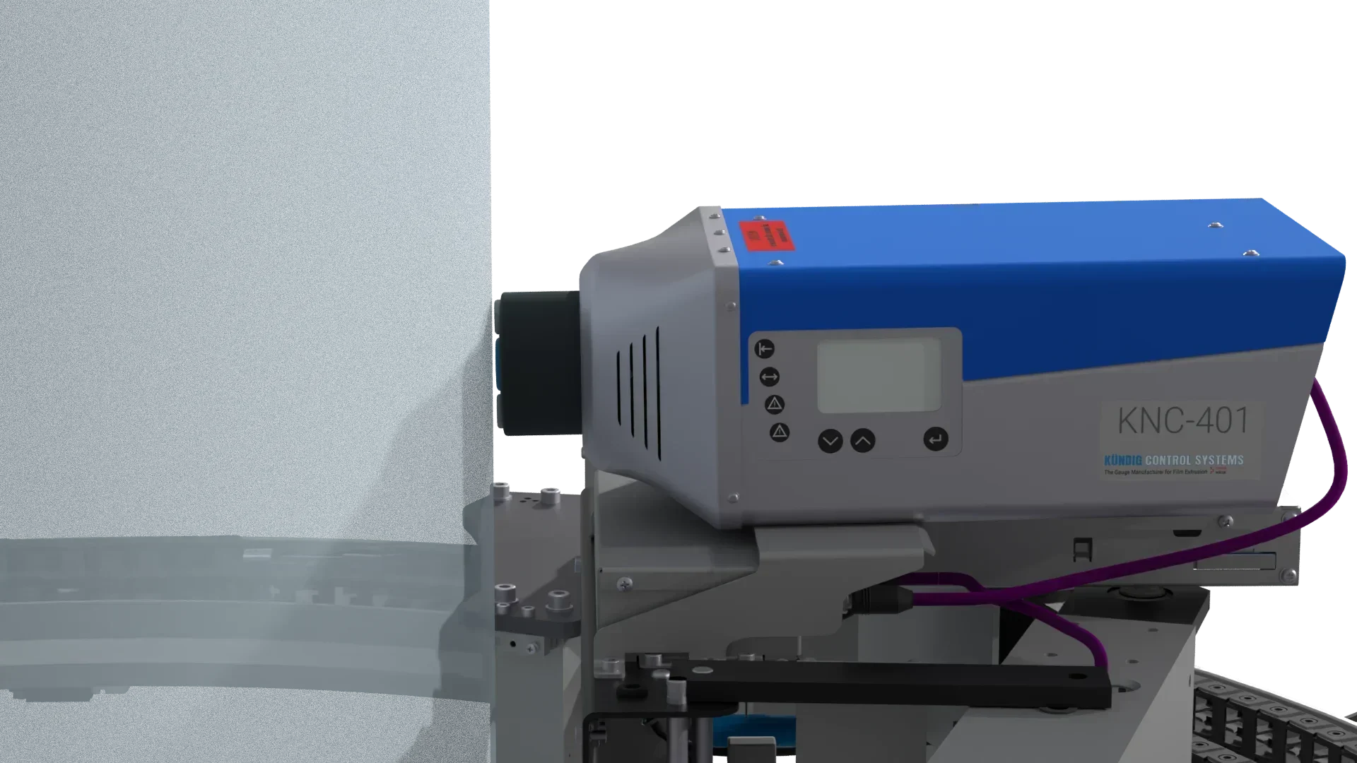 Non-contact capacitive thickness sensor on a blown film line